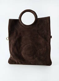 Sac cuir lisse forme rectangulaire marron fonce KACY femme