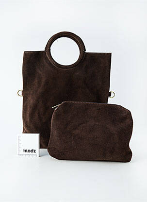Sac type de porter main forme rectangulaire marron fonce KACY femme