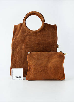 Sac coutures renforcées forme rectangulaire marron KACY femme