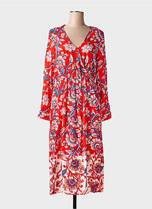 Robe longue manches longues manches longues rouge C'EST BEAU LA VIE femme