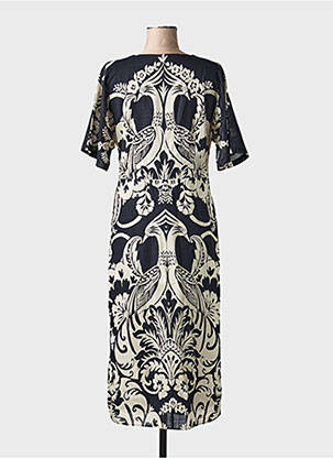 Robe longue imprimé fantaisie manches courtes noir JULIE GUERLANDE femme