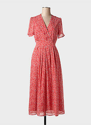 Robe longue imprimé fantaisie manches courtes rouge JULIE GUERLANDE femme