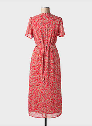 Robe longue imprimé fantaisie manches courtes rouge JULIE GUERLANDE femme