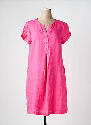 Robe mi-longue manches courtes manches courtes rose DEVERNOIS femme