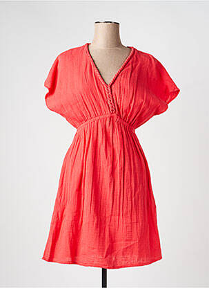 Robe mi-longue manches courtes manches courtes rouge C'EST BEAU LA VIE femme