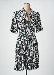 Robe mi-longue imprimé fantaisie manches courtes noir JULIE GUERLANDE femme