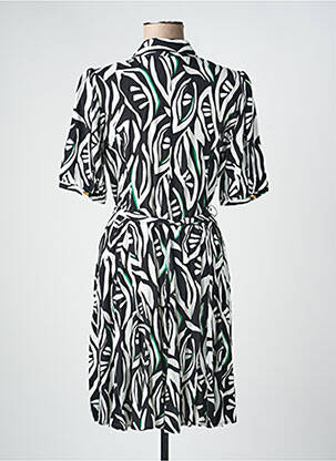 Robe mi-longue imprimé fantaisie manches courtes noir JULIE GUERLANDE femme