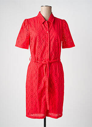 Robe mi-longue manches courtes manches courtes rouge JULIE GUERLANDE femme