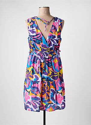 Robe mi-longue imprimé fantaisie sans manche violet C'EST BEAU LA VIE femme