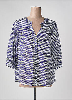 Chemisier imprimé fantaisie manches 3/4 bleu DEVERNOIS femme
