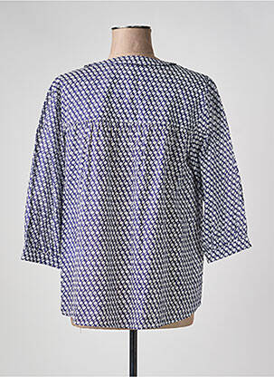 Chemisier imprimé fantaisie manches 3/4 bleu DEVERNOIS femme