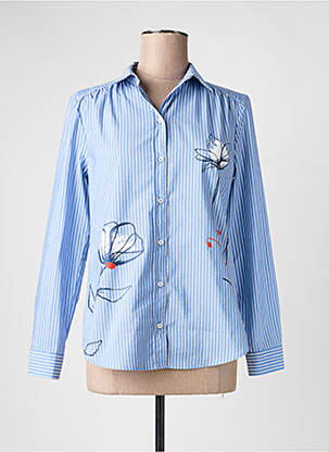 Chemisier coupe cintrée manches longues bleu DEVERNOIS femme