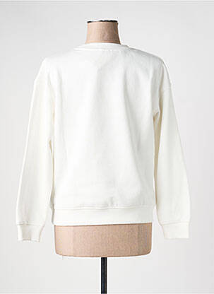 Sweat-shirt sérigraphie floquée manches longues blanc C'EST BEAU LA VIE femme