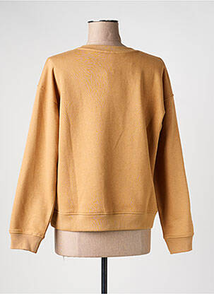 Sweat-shirt sérigraphie floquée manches longues marron C'EST BEAU LA VIE femme