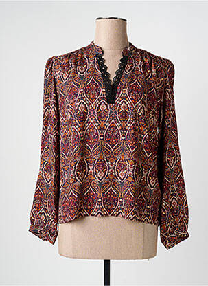 Blouse imprimé fantaisie manches longues orange JULIE GUERLANDE femme