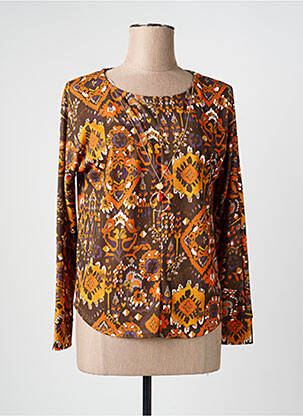 Top imprimé fantaisie manches longues orange DIANE LAURY femme