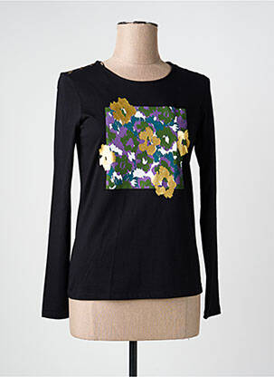 T-shirt sérigraphie floquée manches longues noir JULIE GUERLANDE femme