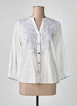 Chemisier coupe droite manches 3/4 blanc DEVERNOIS femme