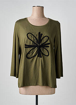 T-shirt manches 3/4 manches 3/4 vert JULIE GUERLANDE femme