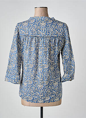 Blouse tissage popeline manches 3/4 bleu DEVERNOIS femme