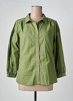 Chemisier coupe droite manches 3/4 vert DEVERNOIS femme