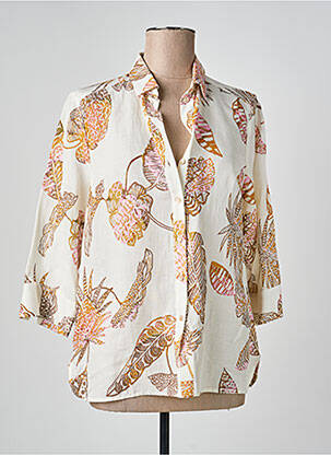 Chemisier imprimé fantaisie manches longues beige DEVERNOIS femme