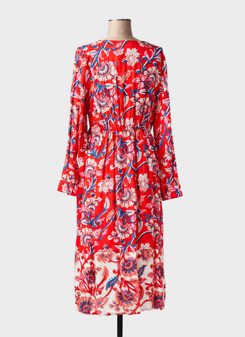 Robe longue imprimé fantaisie manches longues rouge C'EST BEAU LA VIE femme