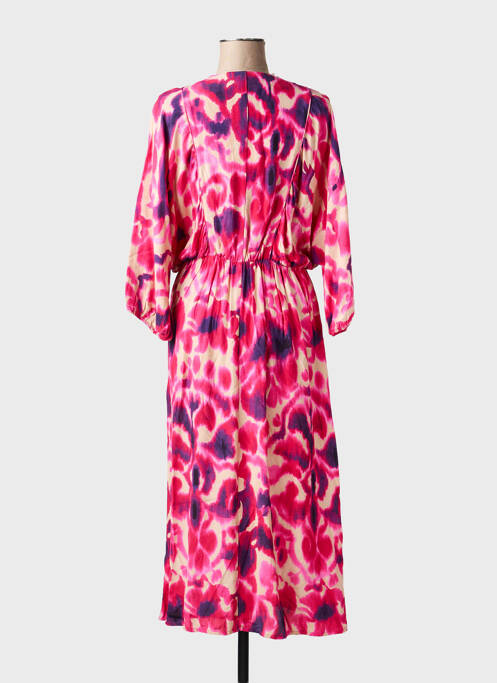 Robe longue imprimé fantaisie manches longues rose JULIE GUERLANDE femme