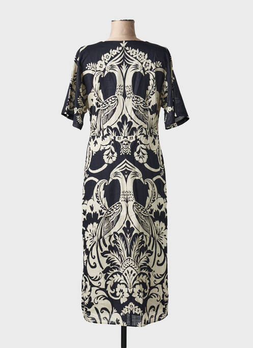 Robe longue imprimé fantaisie manches courtes noir JULIE GUERLANDE femme