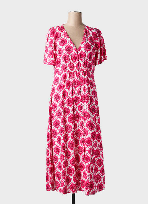 Robe longue imprimé fantaisie manches courtes rose C'EST BEAU LA VIE femme