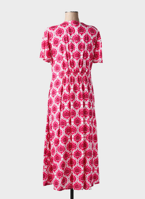 Robe longue imprimé fantaisie manches courtes rose C'EST BEAU LA VIE femme