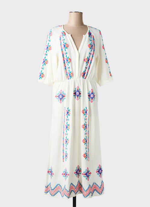 Robe longue manches courtes manches courtes blanc C'EST BEAU LA VIE femme