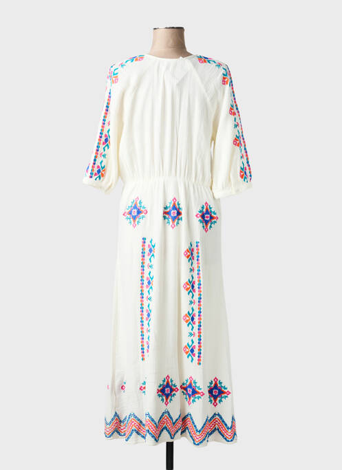 Robe longue manches courtes manches courtes blanc C'EST BEAU LA VIE femme