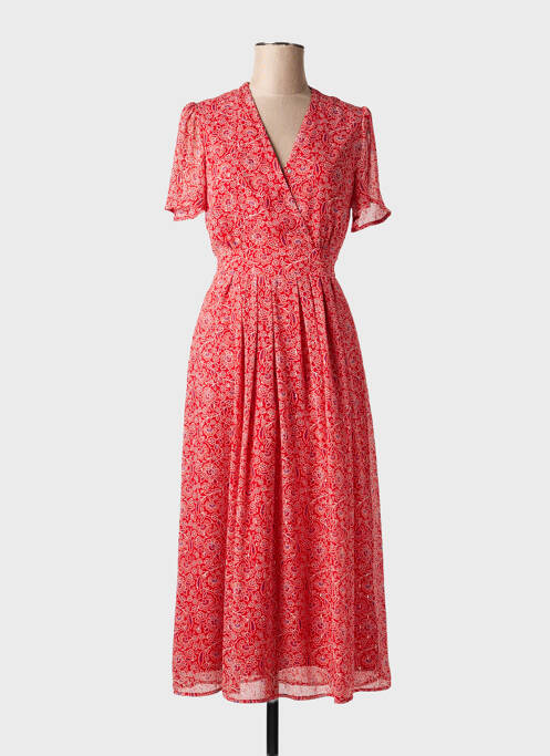 Robe longue imprimé fantaisie manches courtes rouge JULIE GUERLANDE femme