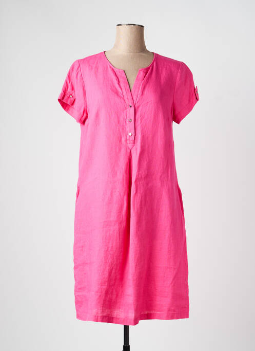 Robe mi-longue manches courtes manches courtes rose DEVERNOIS femme