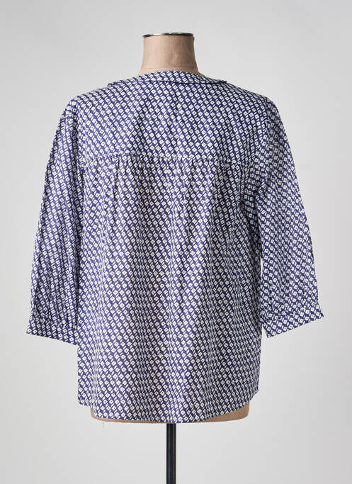 Chemisier imprimé fantaisie manches 3/4 bleu DEVERNOIS femme