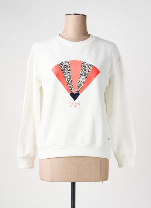 Sweat-shirt manches longues manches longues blanc C'EST BEAU LA VIE femme