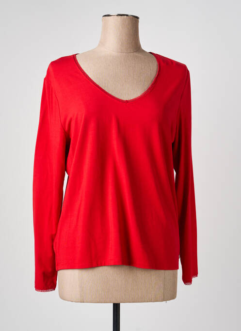 T-shirt coupe droite manches longues rouge JULIE GUERLANDE femme