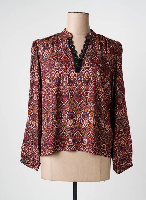 Blouse imprimé fantaisie manches longues orange JULIE GUERLANDE femme