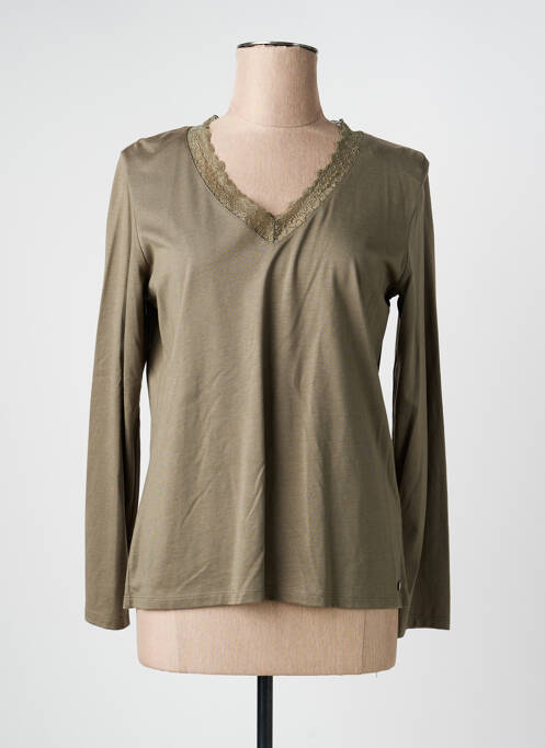 T-shirt col v manches longues vert JULIE GUERLANDE femme
