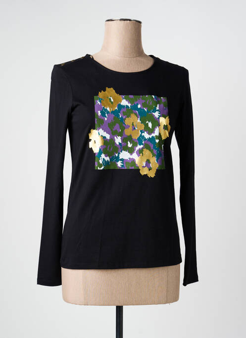T-shirt sérigraphie floquée manches longues noir JULIE GUERLANDE femme