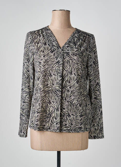Blouse tissage popeline manches longues noir JULIE GUERLANDE femme