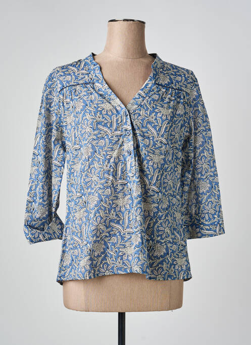 Blouse imprimé fantaisie manches 3/4 bleu DEVERNOIS femme
