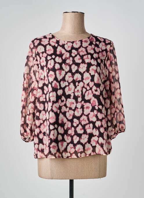 Blouse légère et transparente manches 3/4 rose JULIE GUERLANDE femme