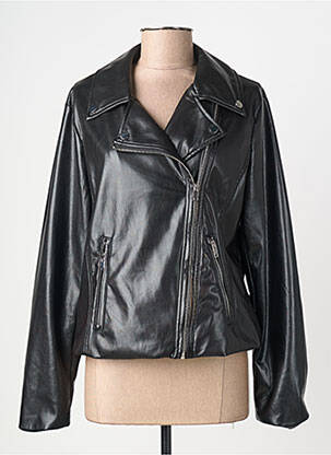 Veste simili cuir coupe cintrée noir JULIE GUERLANDE femme