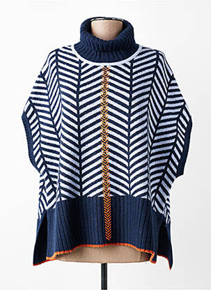 Pull col roulé maille tricot manches courtes bleu SCORZZO femme