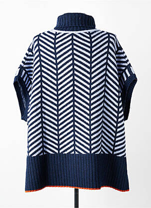 Pull col roulé maille tricot manches courtes bleu SCORZZO femme