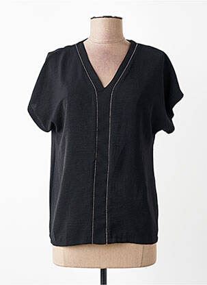 Top coupe fluide manches courtes noir JULIE GUERLANDE femme