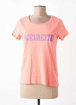 T-shirt sérigraphie manches courtes orange C'EST BEAU LA VIE femme