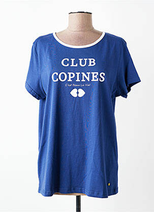 T-shirt sérigraphie manches courtes bleu C'EST BEAU LA VIE femme